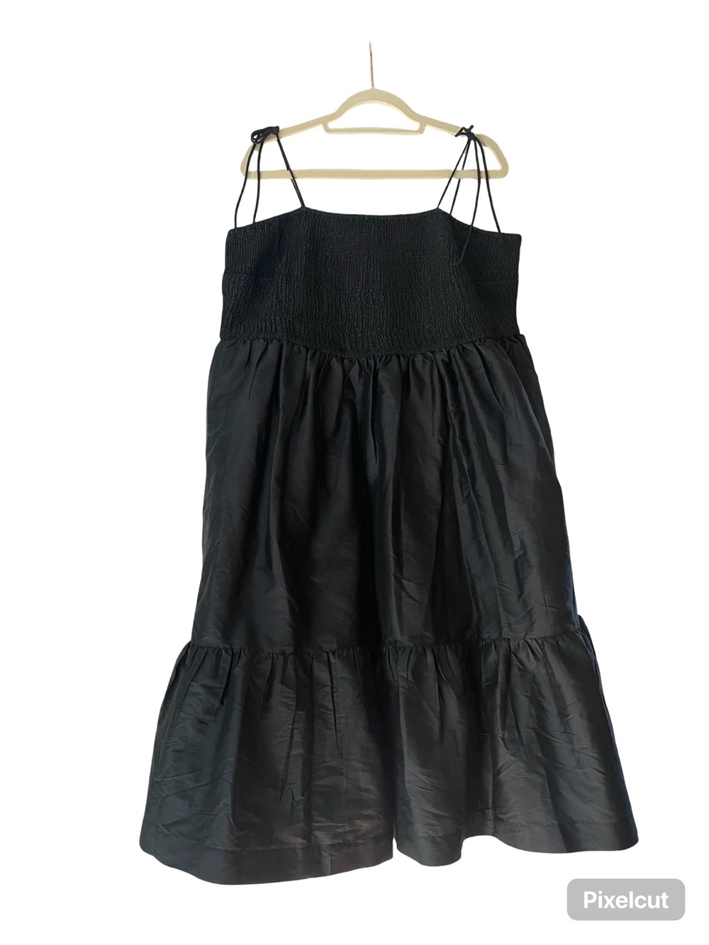 Anthropologie Black Midi Dress with Smocked Bodice